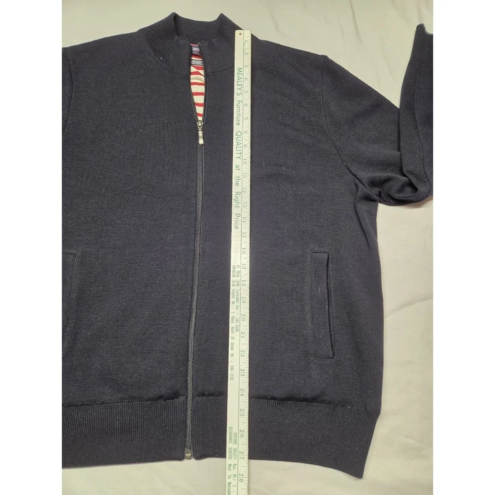 NWOT Saint James Depuis 1889 Full-Zip Wool Sweater Navy Sailor Stripe 46/XL